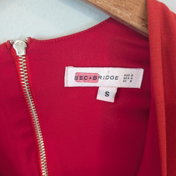 Bec And Bridge Red Long-Sleeve Cutout Bodycon Dress Sz. Small - Picture 5 of 11